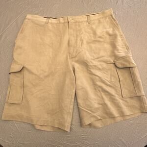 Tommy Bahama Shorts Men 40 Relax Tan Cargo 100% Silk Casual Beach